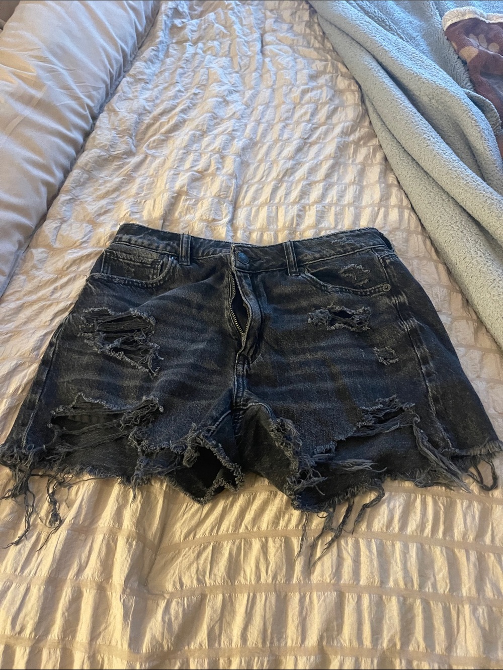 American Eagle Outfitters Distressed Black Denim Shorts